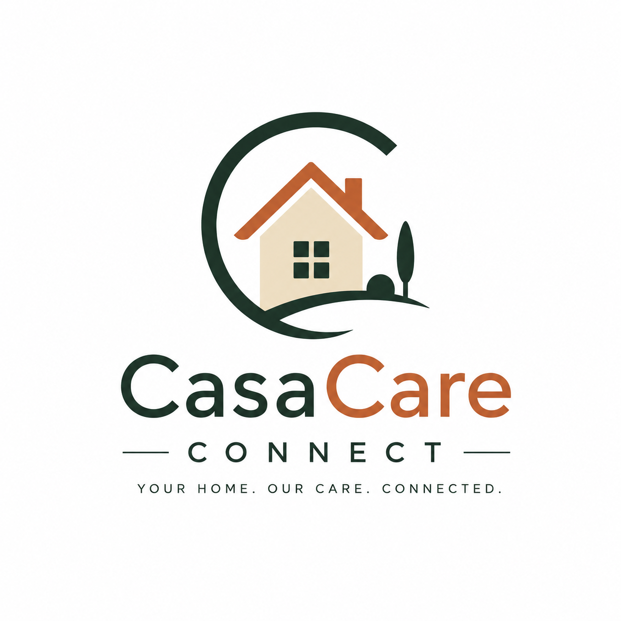 CasaCare Connect logo featuring a house and leaf design.